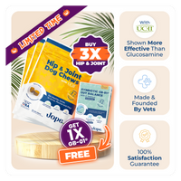 Jope best joint supplement for dogs, veterinarian-owned, with UC-II collagen and Omega-3s proven more effective than glucosamine, Buy 3 Get 1 GB-01 free
