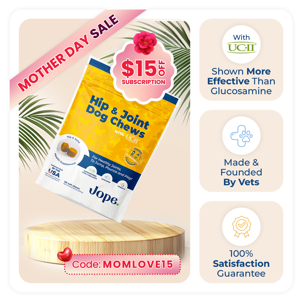 Jope best joint supplement for dogs, veterinarian-owned, with UC-II collagen and Omega-3s proven more effective than glucosamine for Mother day sale